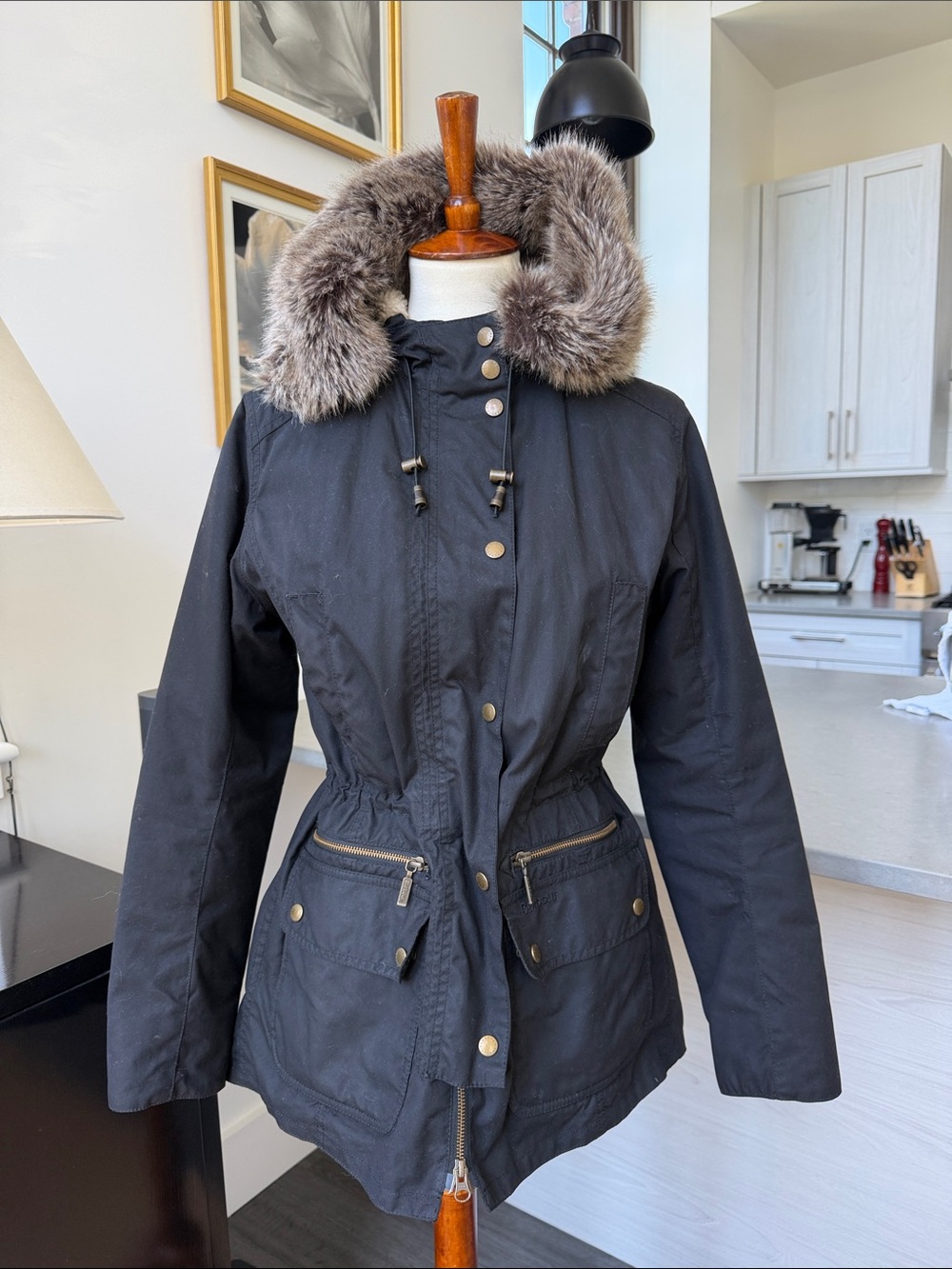 Barbour Women’s Kelsall Black Waxed Jacket M